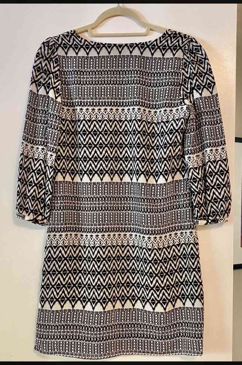 Ikat Print Black and White Shift Dress - Falls Church, Virginia - FleaMarketBay