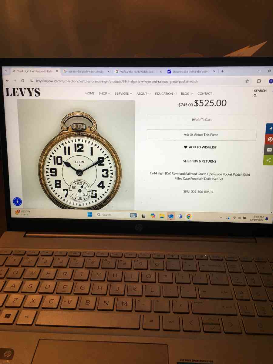 1944 Elgin BW Raymond Railroad Grade Pocket Watch - Newport Beach, California - FleaMarketBay