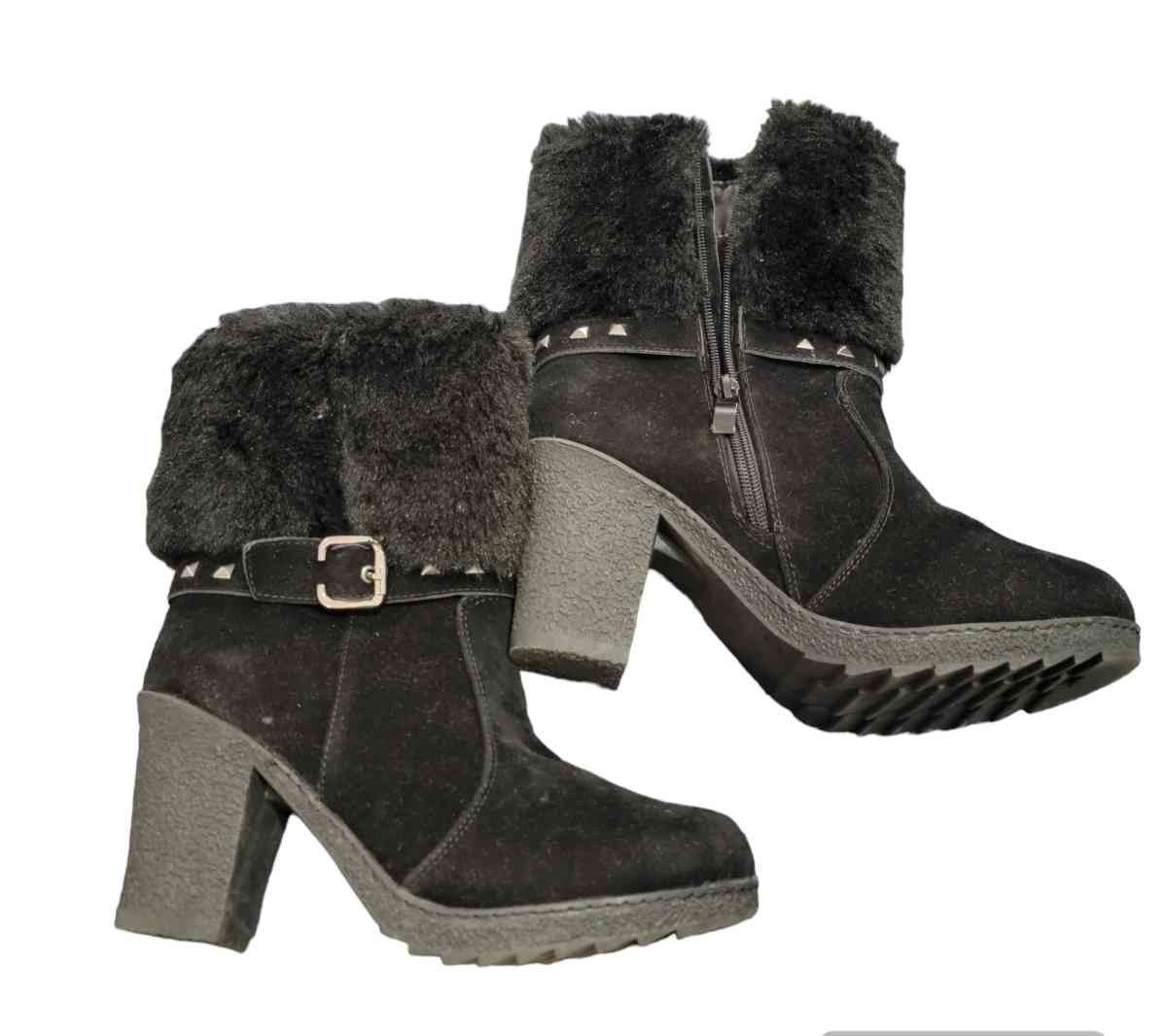 Black Faux Fur Ankle length Boots Size 41 - Fort Lauderdale, Florida - FleaMarketBay