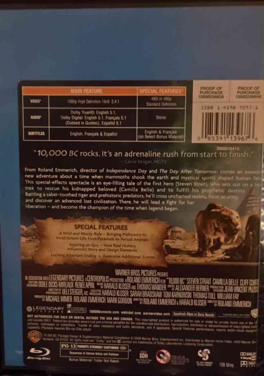 Invasion DVD and 10000BC Bluray - Shamokin, Pennsylvania - FleaMarketBay