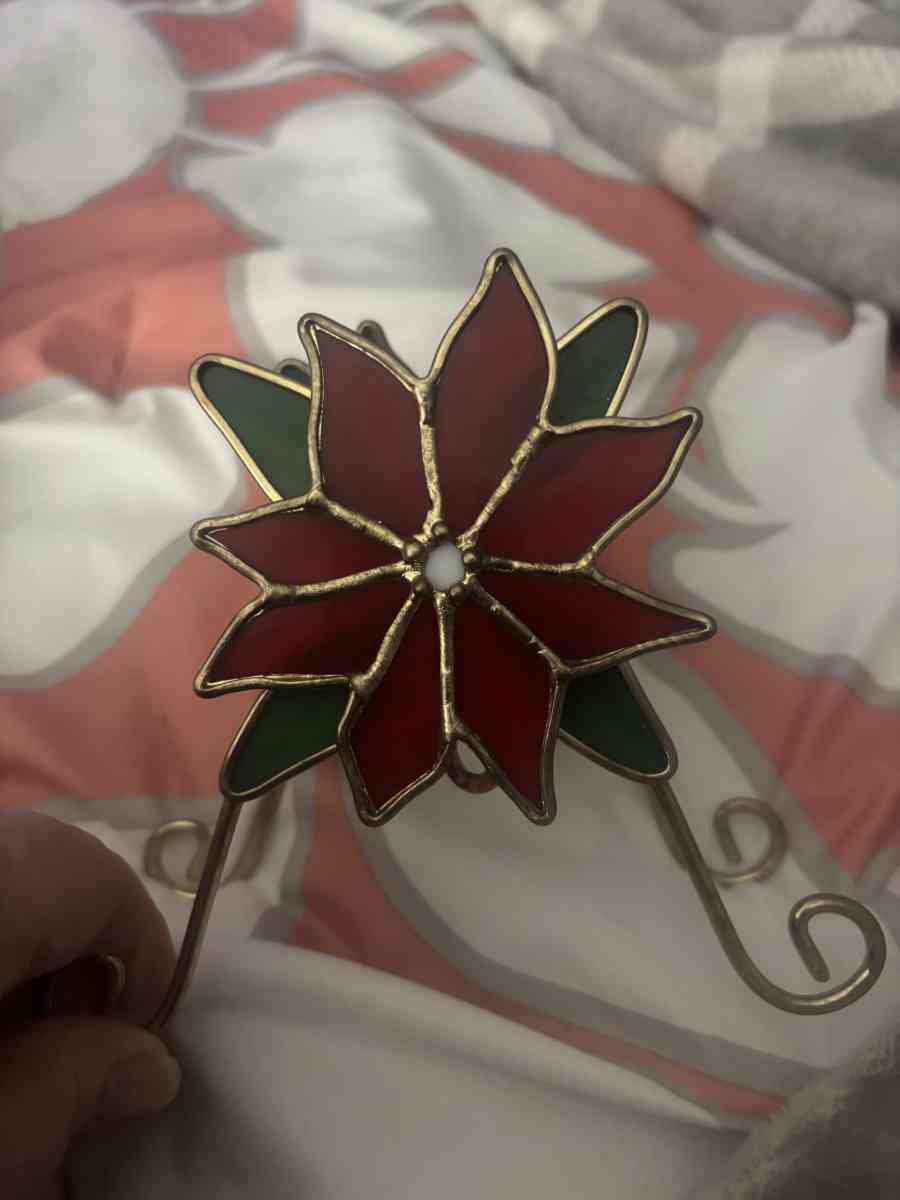 poinsettia glass and brass candle holder - Enterprise, Alabama
