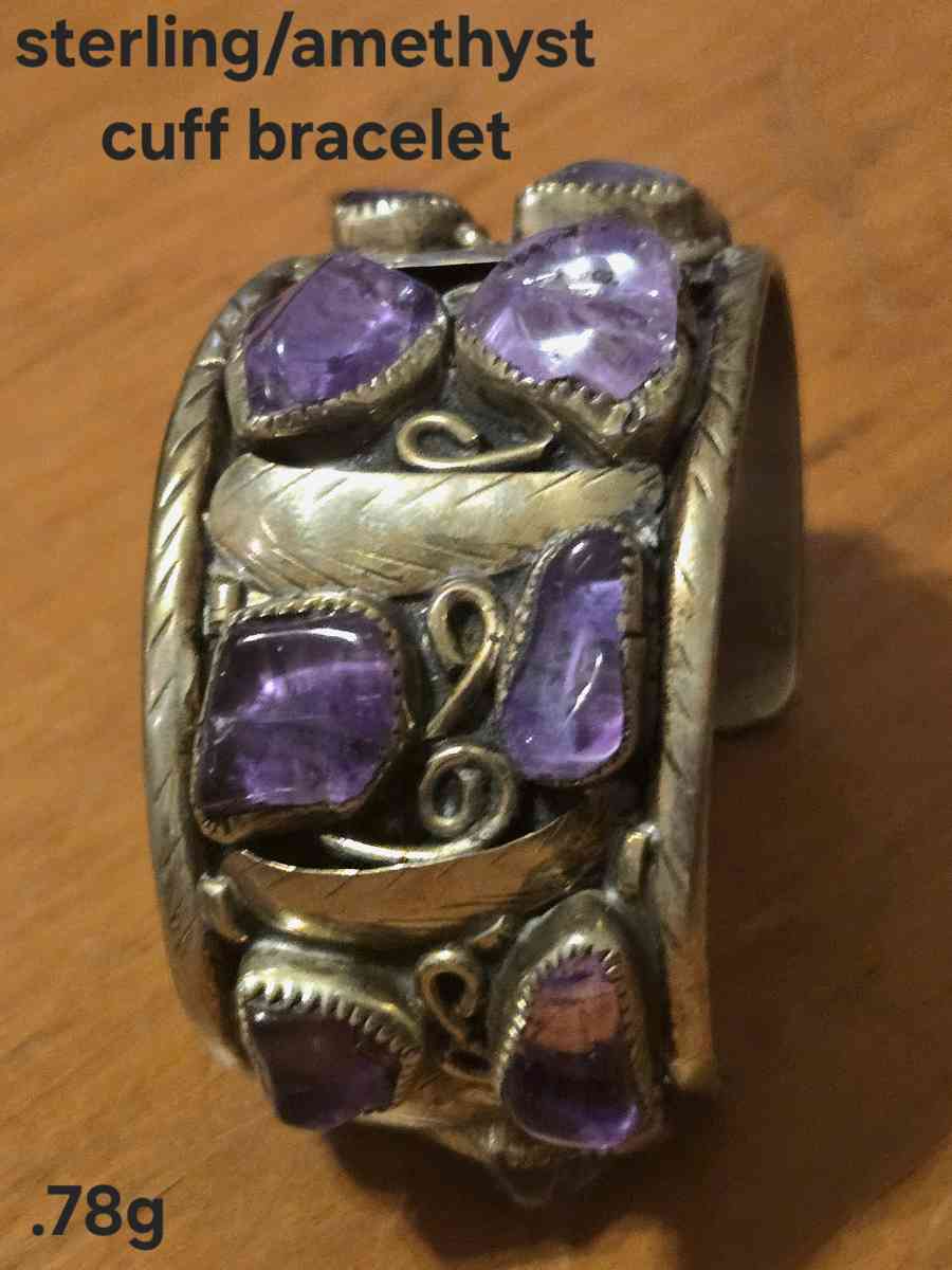 sterling silver amethyst cuff bracelet - Helotes, Texas - FleaMarketBay