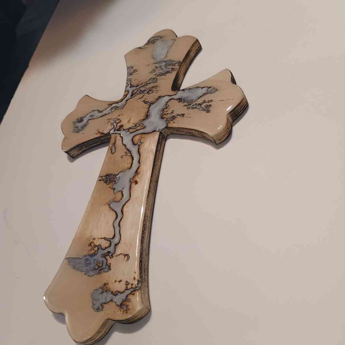 Lichtenburg Art Wall Mounted Wall Hanging Cross Crucifix Epo - Clearwater, Kansas - FleaMarketBay