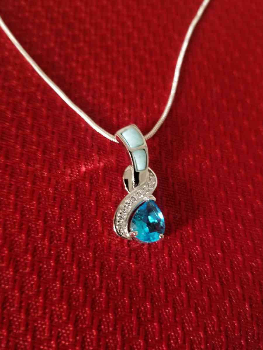 Blue Topaz Sterling Silver Pendant - Crystal River, Florida - FleaMarketBay