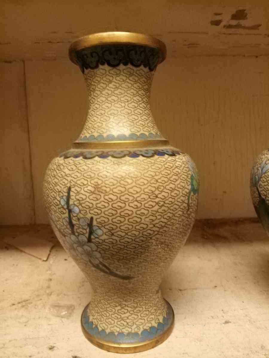 Pair of Vintage Chinese Enamel Colosal Vases - Yazoo City, Mississippi - FleaMarketBay