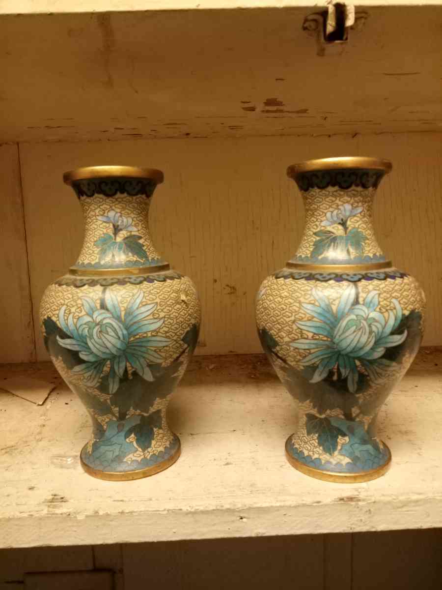 Pair of Vintage Chinese Enamel Colosal Vases - Yazoo City, Mississippi