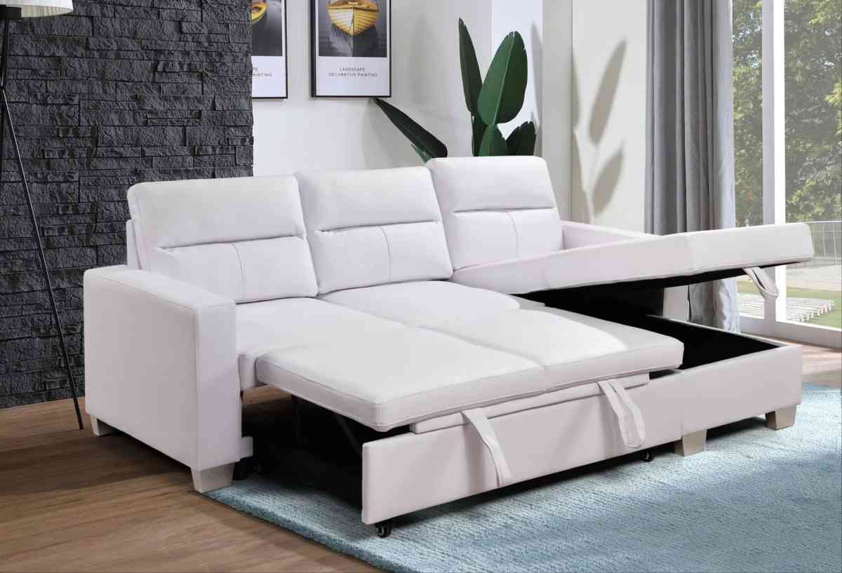 Seccional sofa cama reversible en blanco - Hialeah, Florida - FleaMarketBay