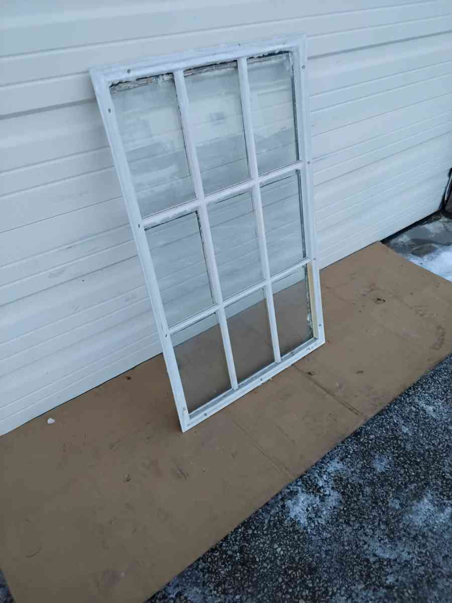 Nice White 9 Light JeldWen Door Glass with Frame Like New - Williamstown, New Jersey - FleaMarketBay