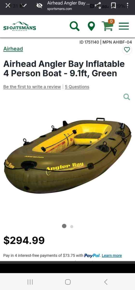 airhead angler bay inflatable  boat new in box