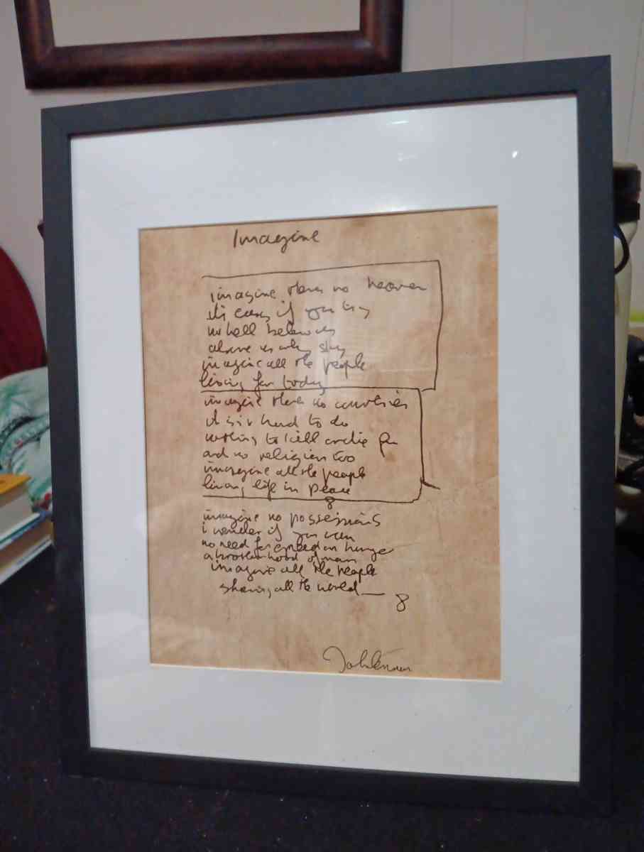 Lyrics to Imagine by john lennon - Abilene, Texas - FleaMarketBay