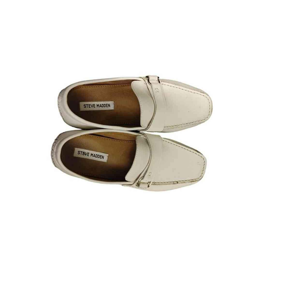 Mens Steve Madden white leather driving moccasin shoes size - Ferriday, Louisiana - FleaMarketBay