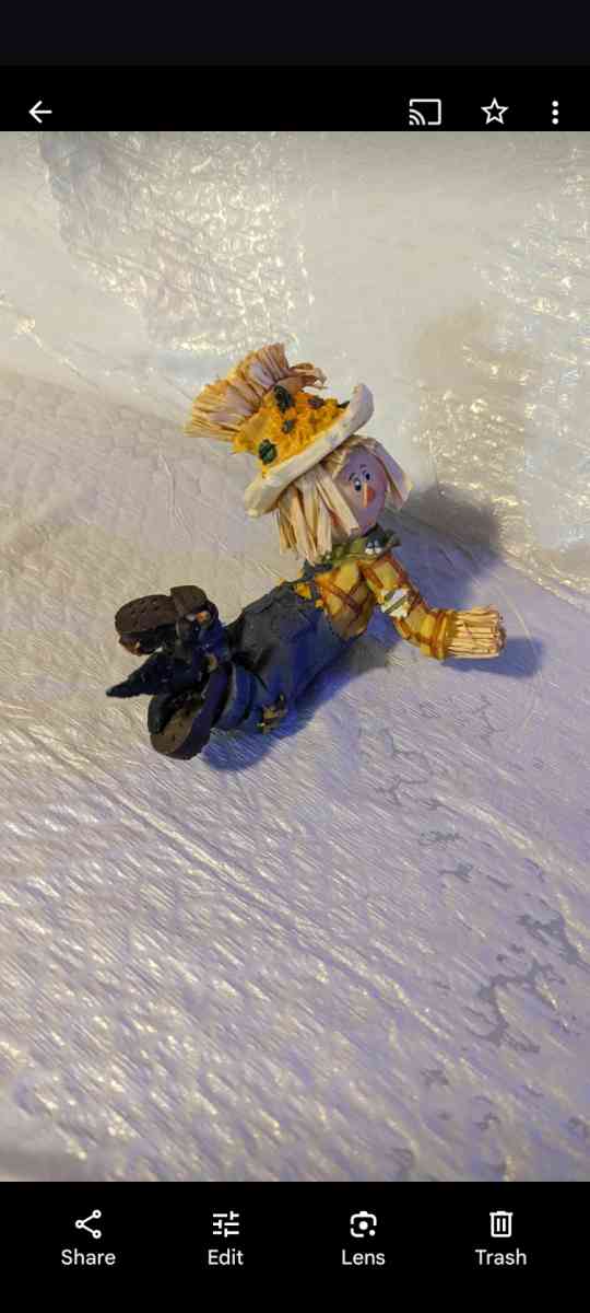 Resin Playful Scarecrow Laying On His Stomach With A Black C - Phoenix, Arizona - FleaMarketBay