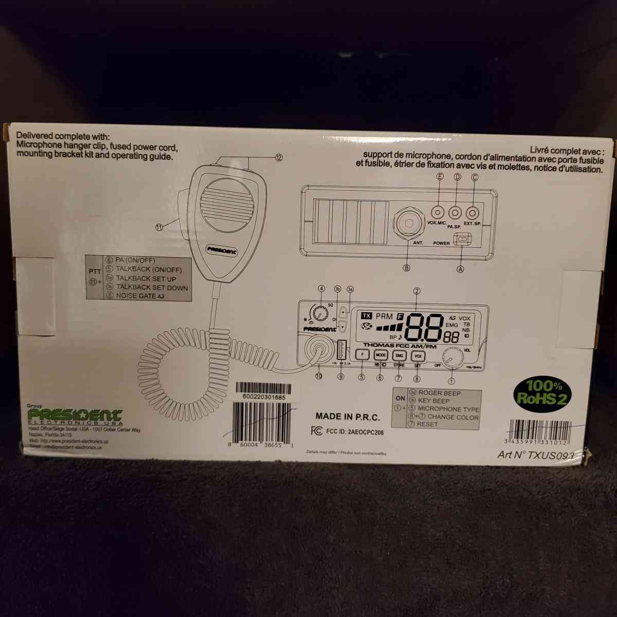 Thomas FCC CB Radio  Model TXUS093  Brand New  RRR Electroni - Rock Island, Tennessee - FleaMarketBay