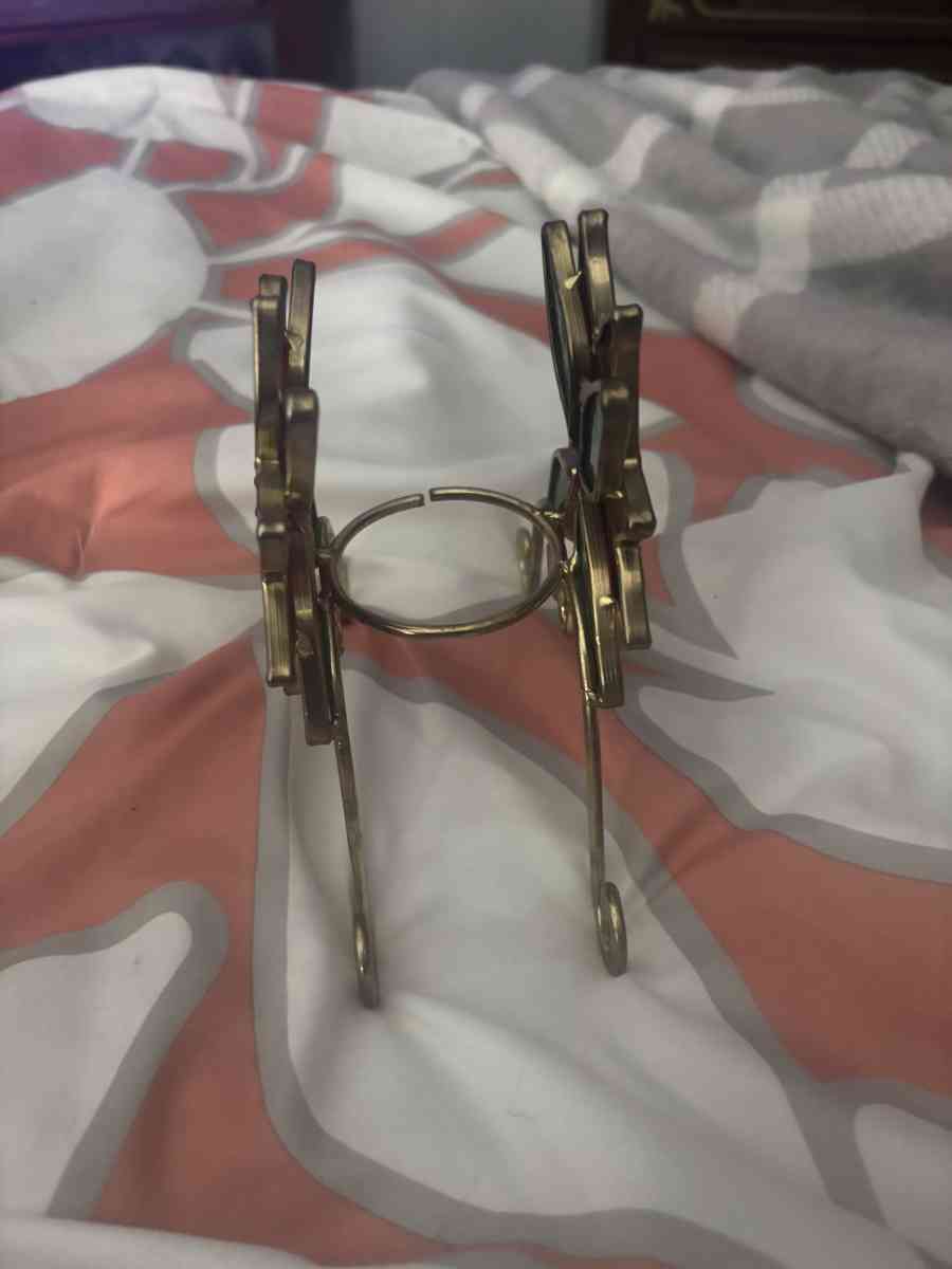 poinsettia glass and brass candle holder - Enterprise, Alabama - FleaMarketBay