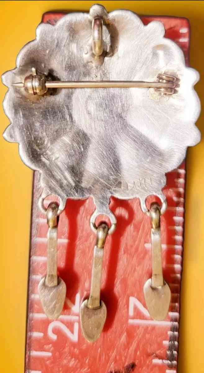 Sterling Silver Turquoise Zuni Flower PendantPENDANTPIN Turq - Coffee Springs, Alabama - FleaMarketBay