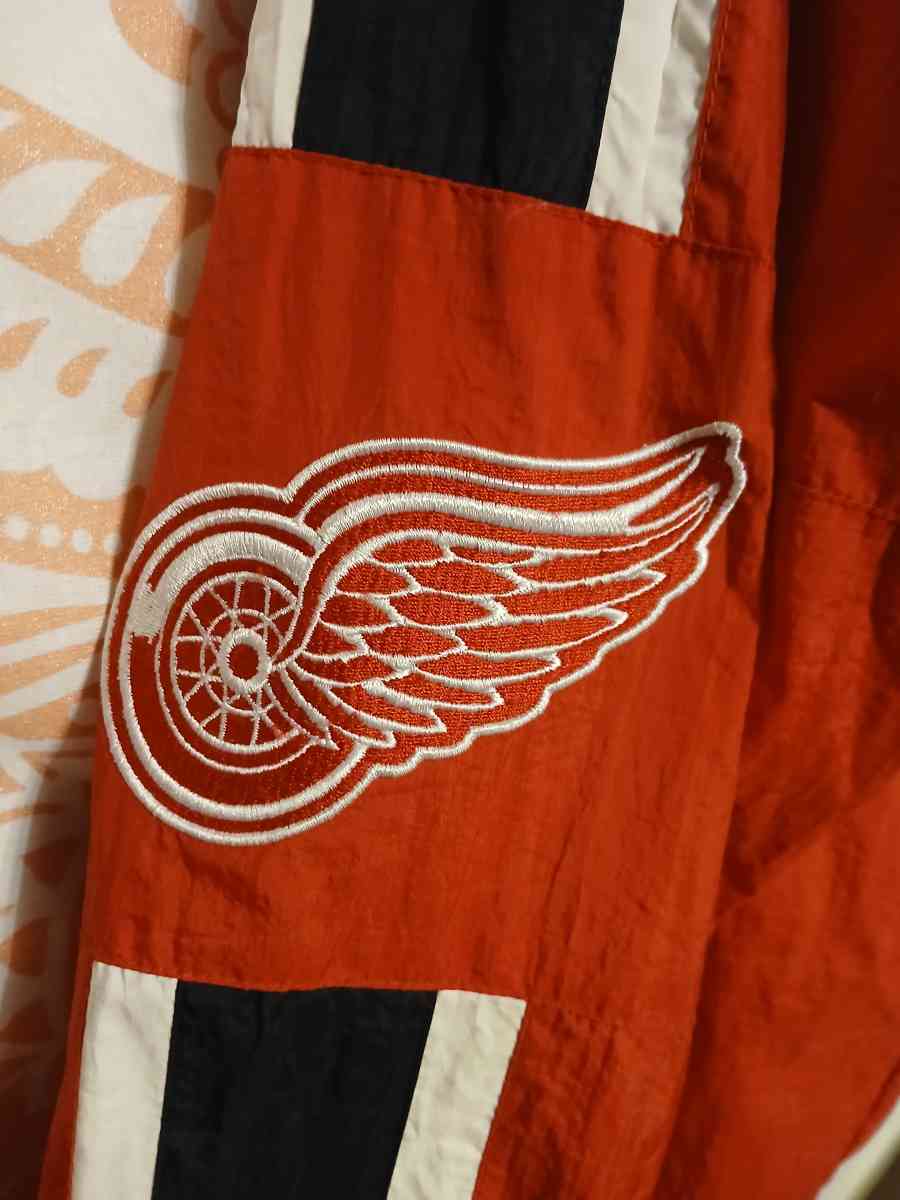 90s Vintage Red Wings Mens Large Starter Windbreaker Jacket - Jackson, Michigan - FleaMarketBay