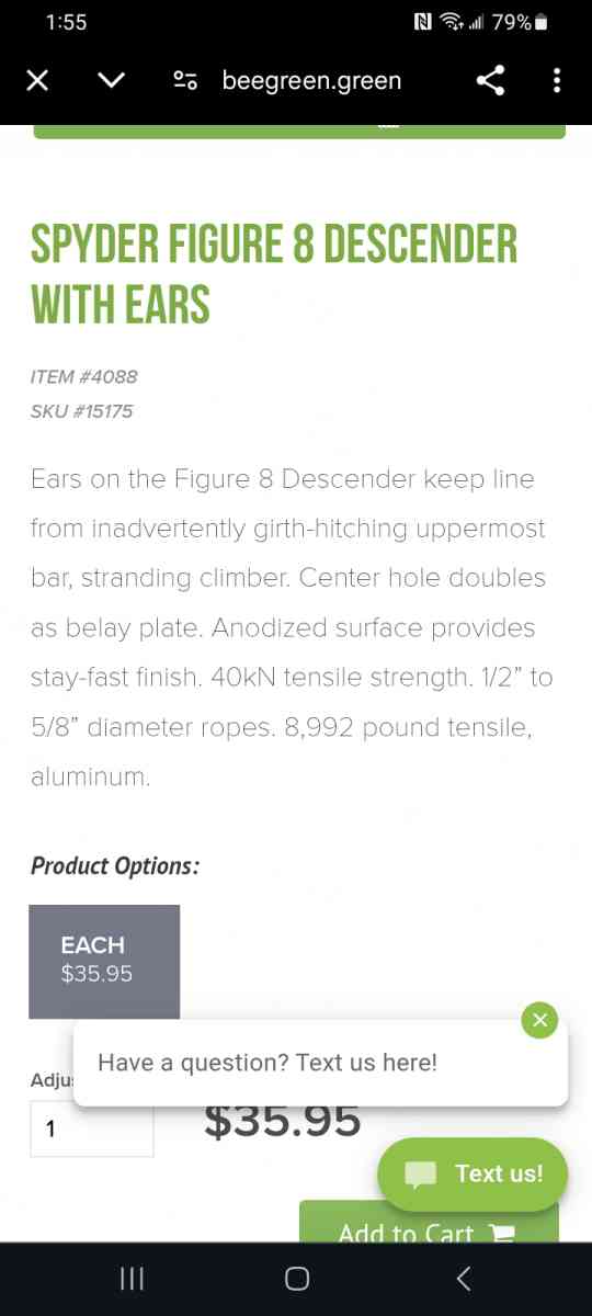 Spyder Figure 8 Descender With Ears - Greer, South Carolina - FleaMarketBay