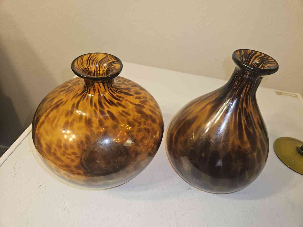 vintage amber glass vases