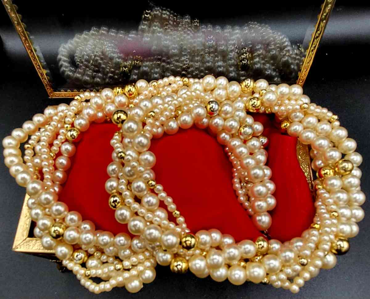 VTG Twisted Champagne Pearl  Layered Statement Necklace 18 C - Enterprise, Alabama