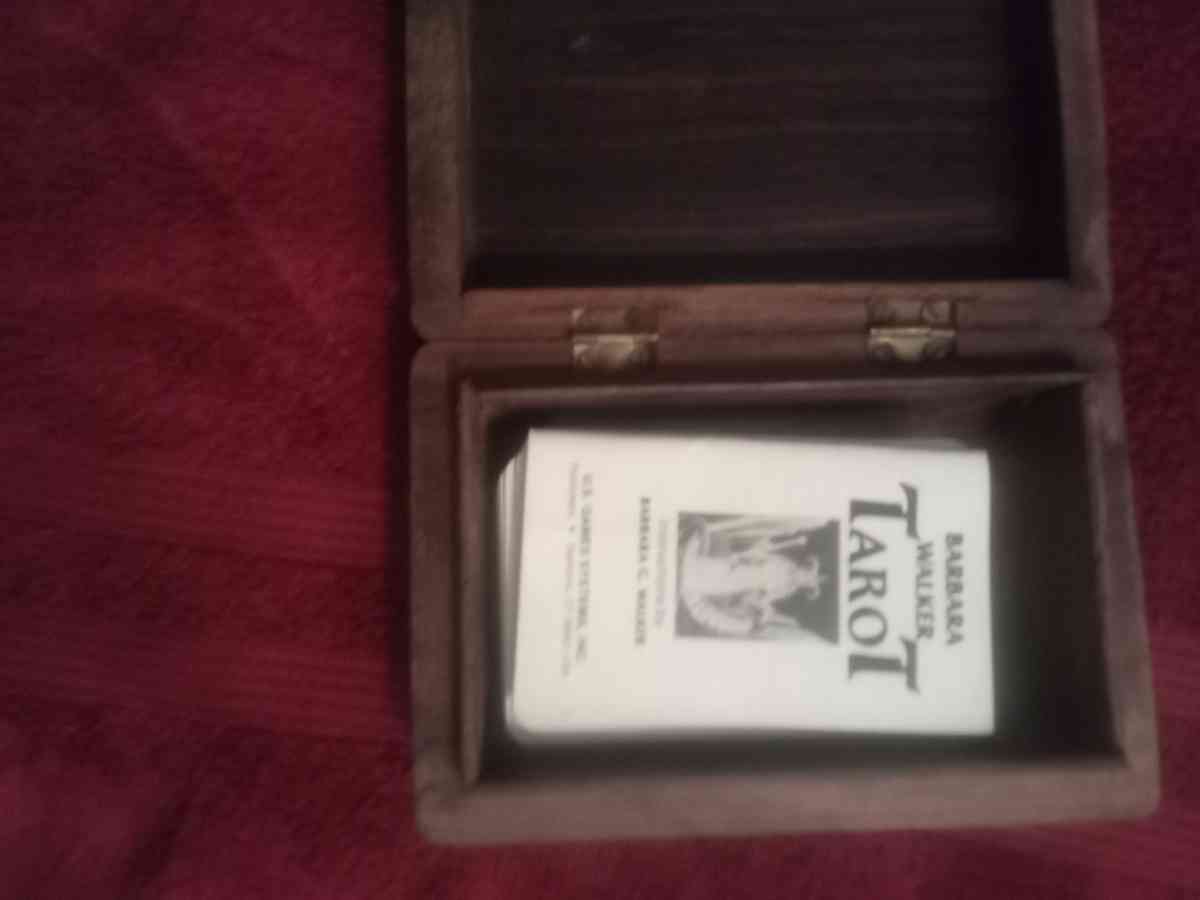 Beautifully Engraved Tarot Card Wood Box w  New Tarot cards - Fresno, California - FleaMarketBay