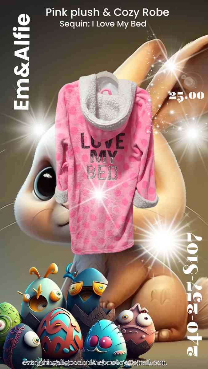 Em and Alfie pink plush and cozy robe - Hagerstown, Maryland