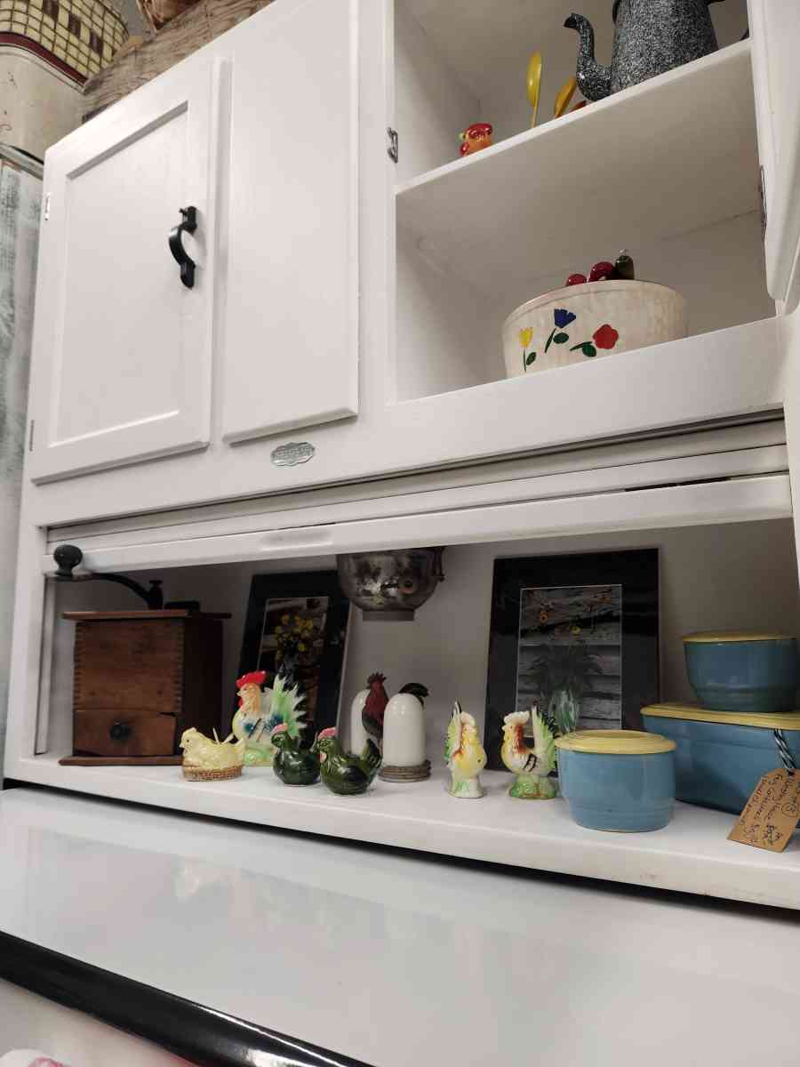 Sellers wooden Hoosier cabinet refinished in white - Taylorsville, North Carolina - FleaMarketBay