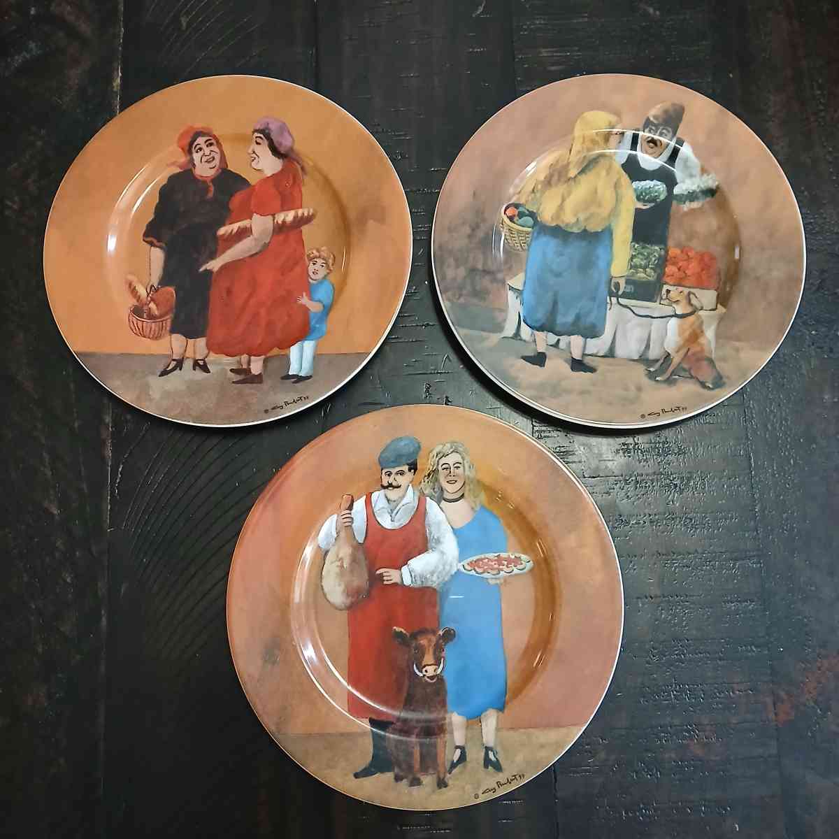 Lot of 3 Guy Buffet Storefront Collection Plates - Indianapolis, Indiana
