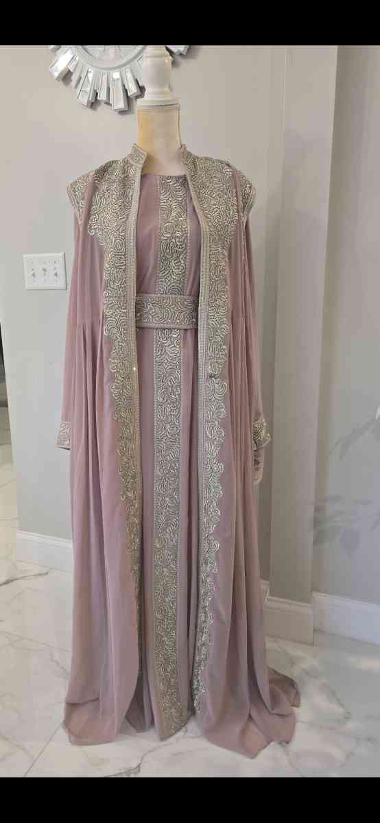 Egyptian Abaya 4 pieces belted fancy elegant dress