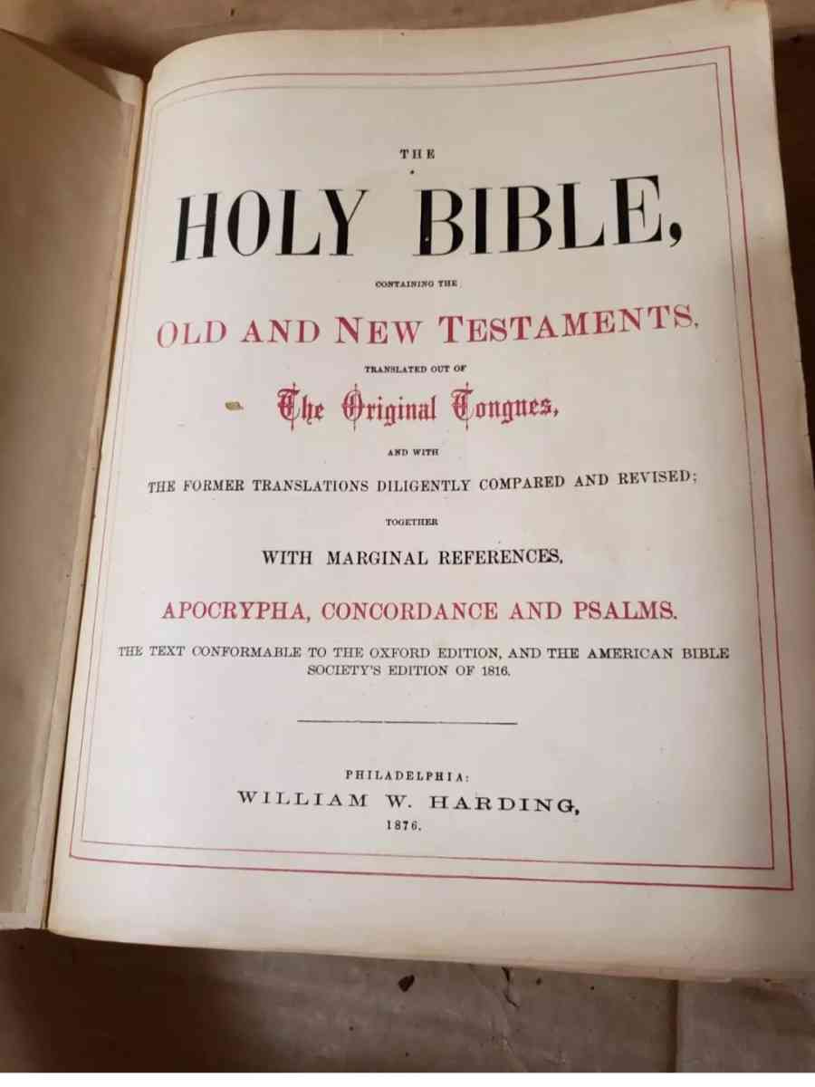The Holy Bible  Philadelphia William W Harding 1876 - San Antonio, Texas - FleaMarketBay
