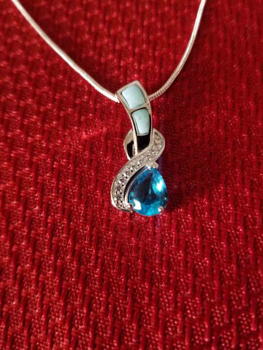 Blue Topaz Sterling Silver Pendant - Crystal River, Florida - FleaMarketBay