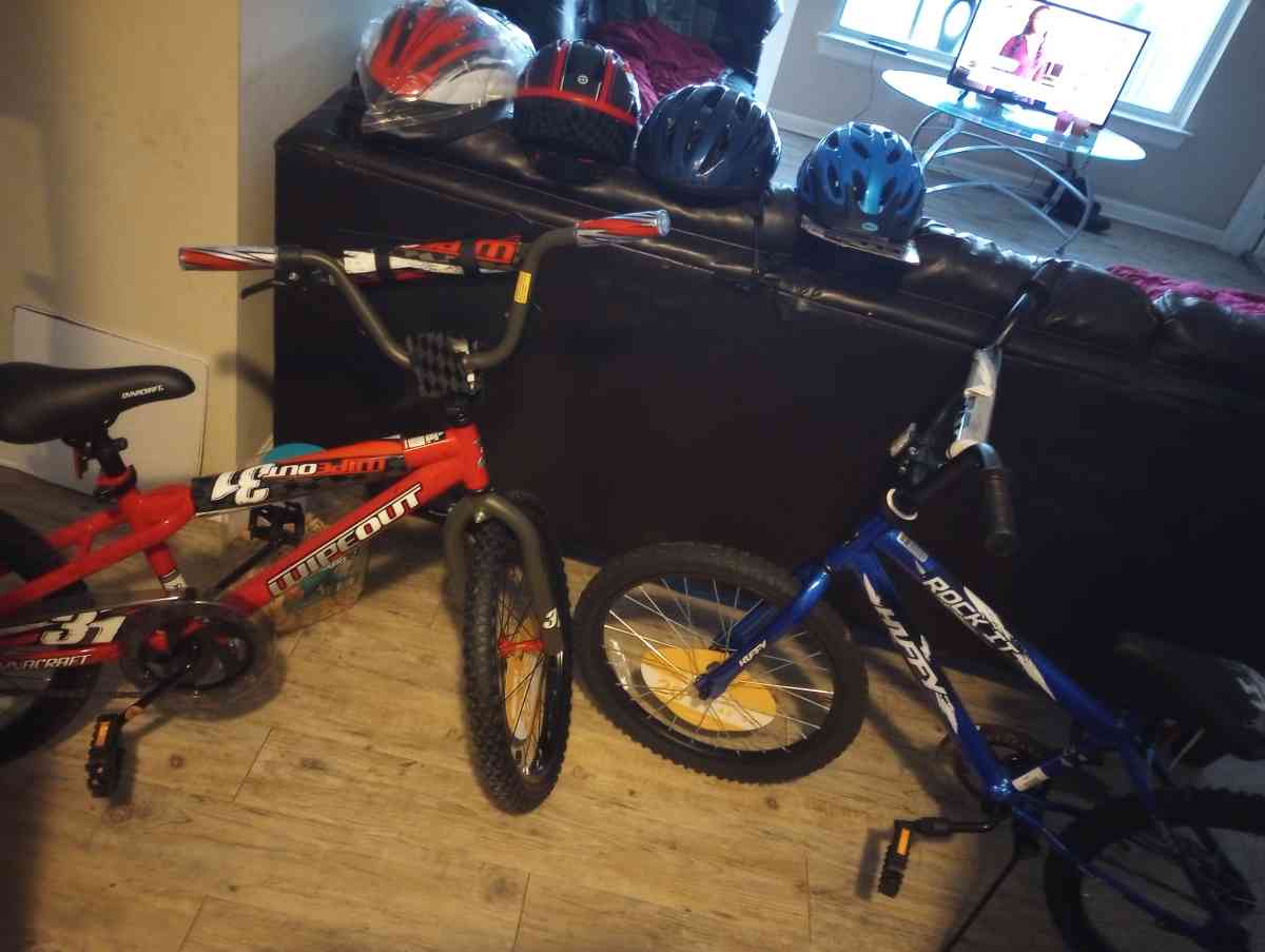 Know anyone who wants 2 bikes With 2 matching colored helmet - Greenville, North Carolina
