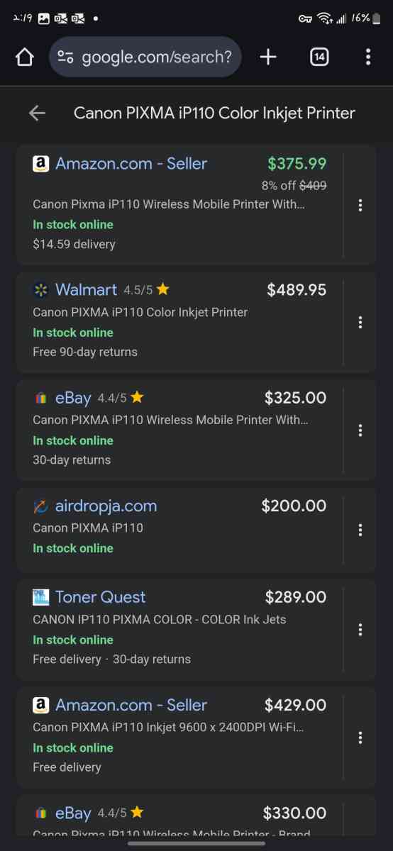 Canon PIXMAiP110 Portable printer - Windsor, Vermont - FleaMarketBay