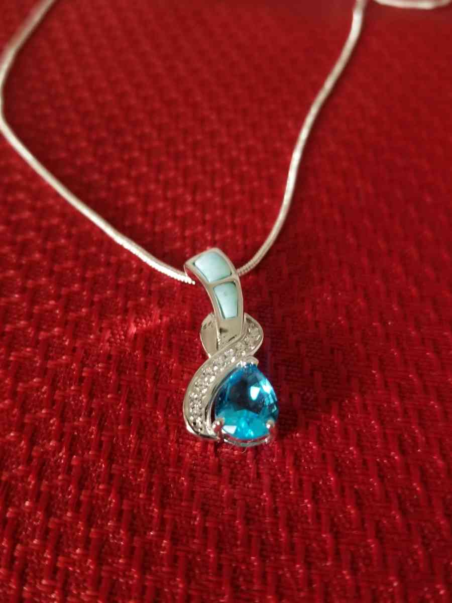 Blue Topaz Sterling Silver Pendant