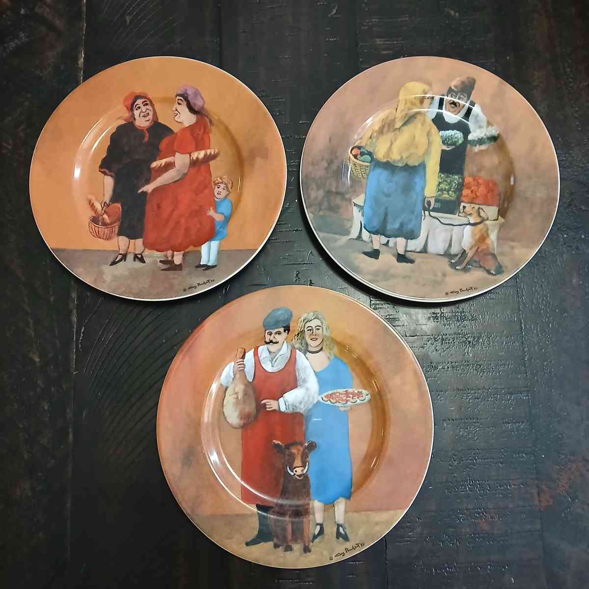 Lot of 3 Guy Buffet Storefront Collection Plates - Indianapolis, Indiana - FleaMarketBay