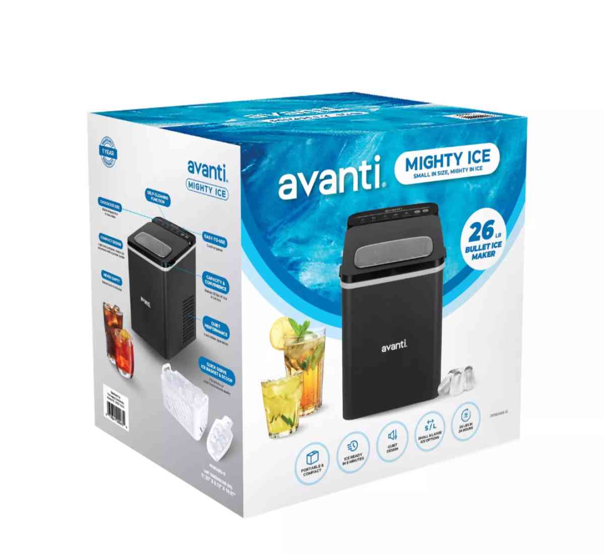 Avanti Mighty Ice 26lb Countertop Bullet Ice Maker in black - Stockton, California
