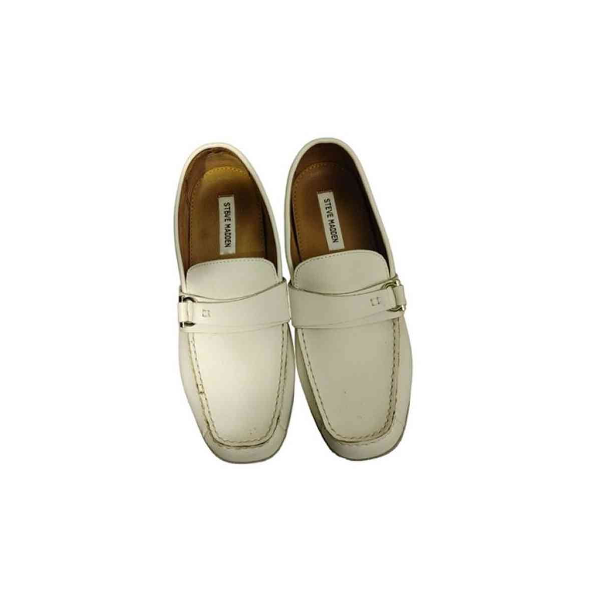 Mens Steve Madden white leather driving moccasin shoes size - Ferriday, Louisiana