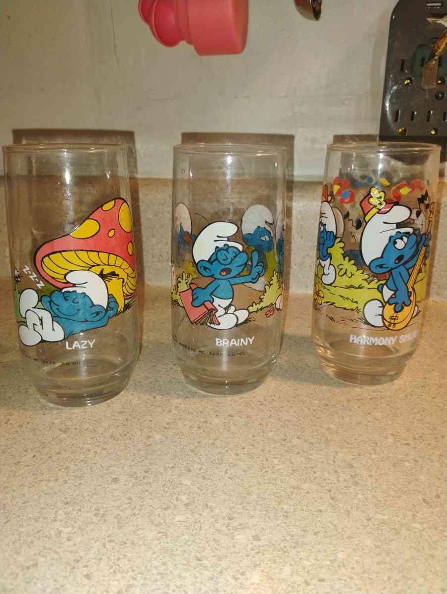 Vintage Smurfs Glasses 1980s Hardees drinking glasses 3 set - Wetumpka, Alabama