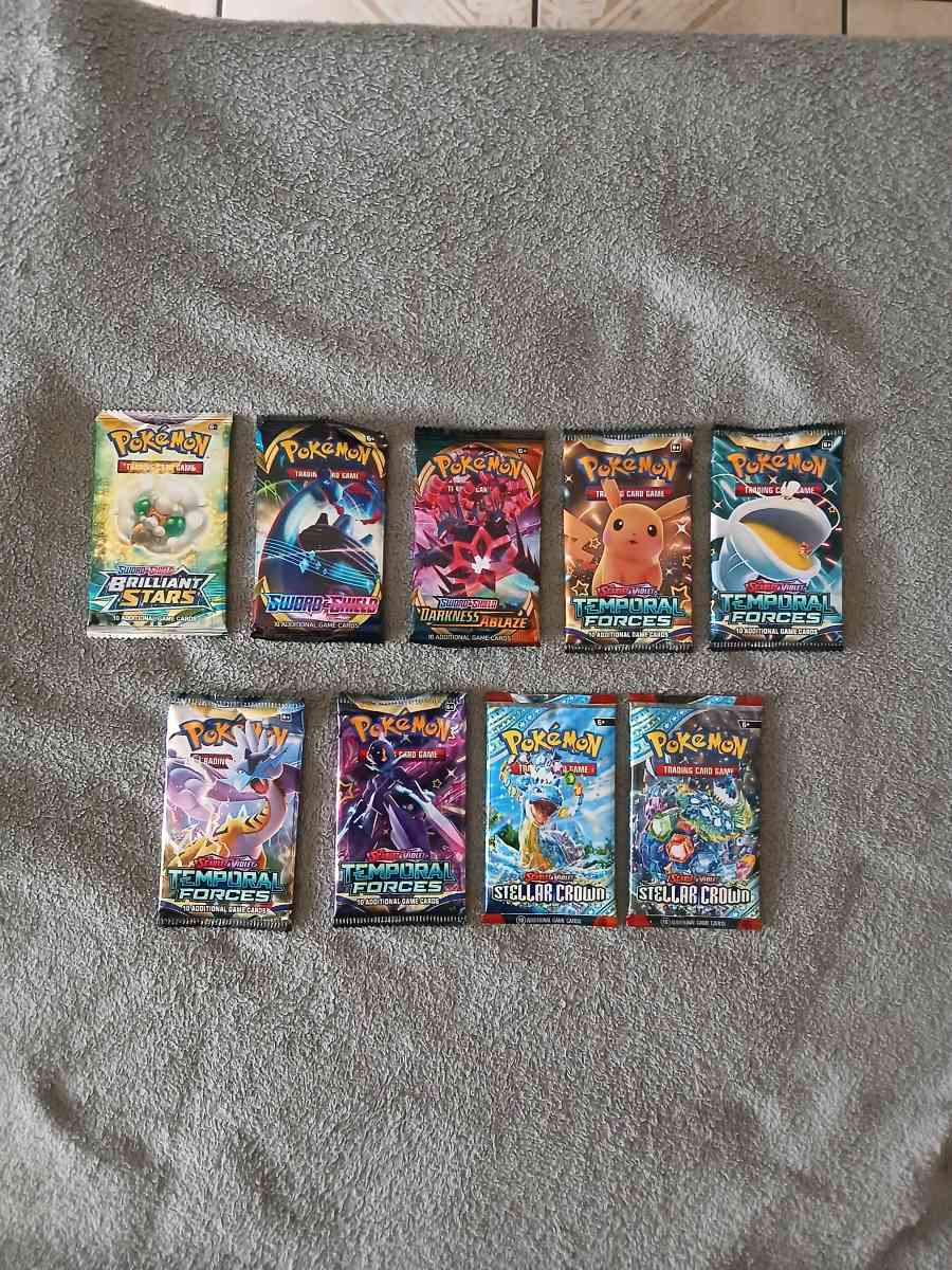 9 Pokemon Trading Cards Booster Packs 10 Cards