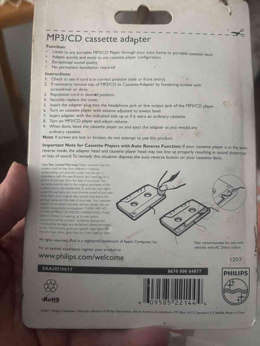 Philips universal 35mm plug MP3  or CD adapter - Enterprise, Alabama - FleaMarketBay