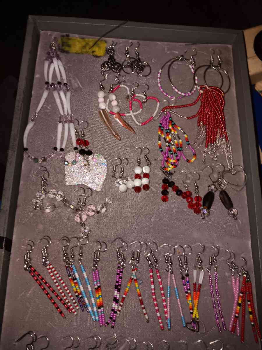 native beading valentine earrings - Bass Lake, California