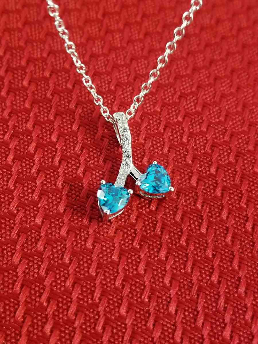 Sterling Silver blue Topaz and cz pendant - Crystal River, Florida - FleaMarketBay