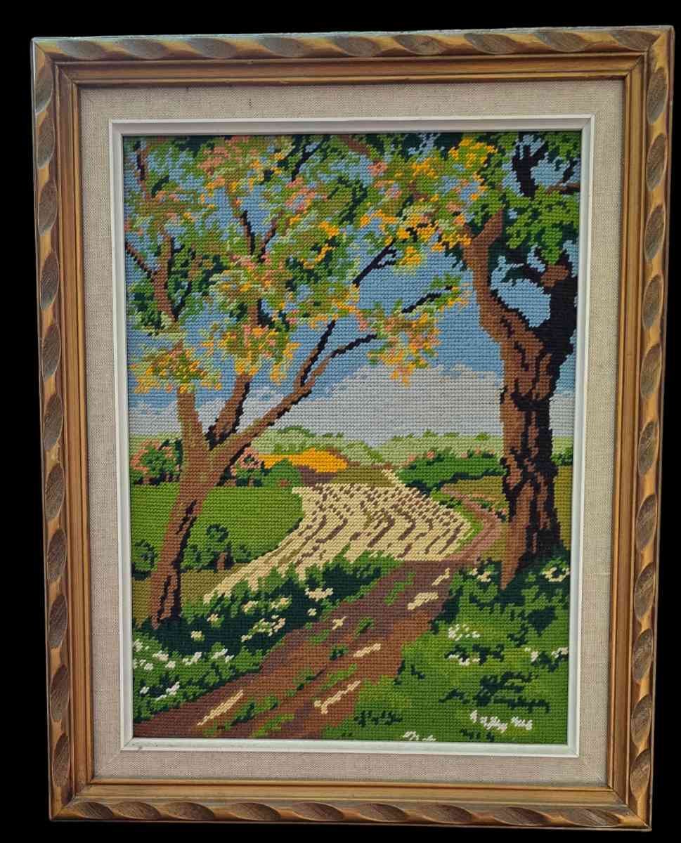 Vintage Needle point framed Canvas - Fort Lauderdale, Florida - FleaMarketBay