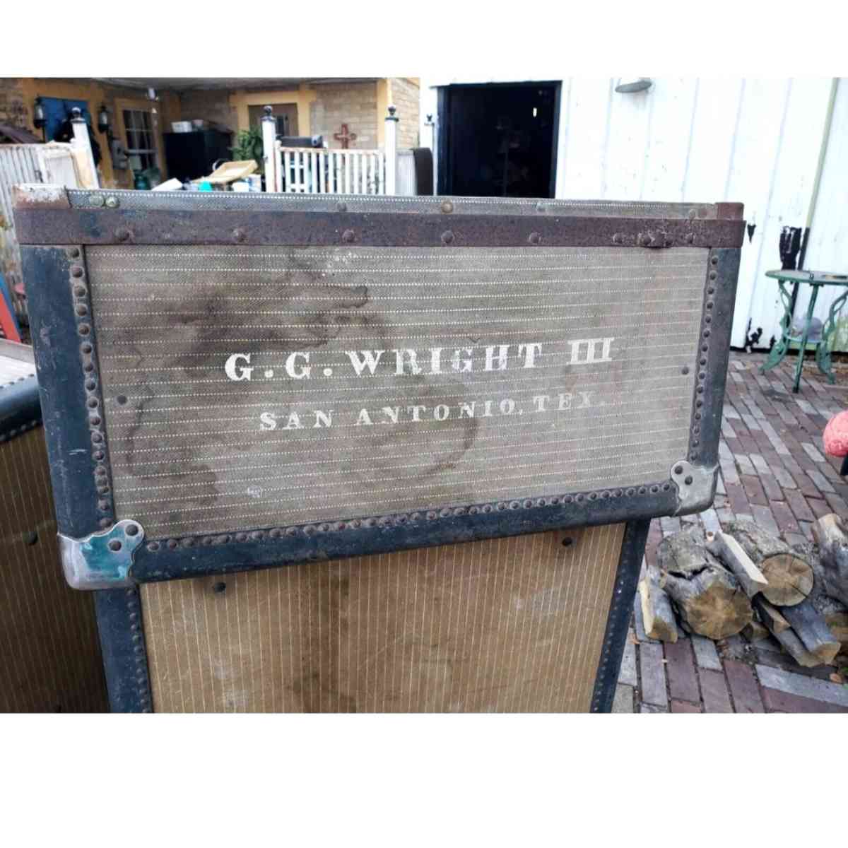 1900s Oshkosh Steamer Trunk 5 Leather Handle Drawers Hangers - San Antonio, Texas - FleaMarketBay