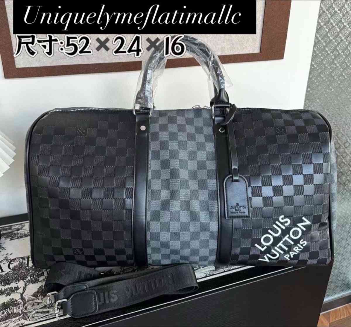 Weekender Black and Gray Checkerboard Duffel Bag