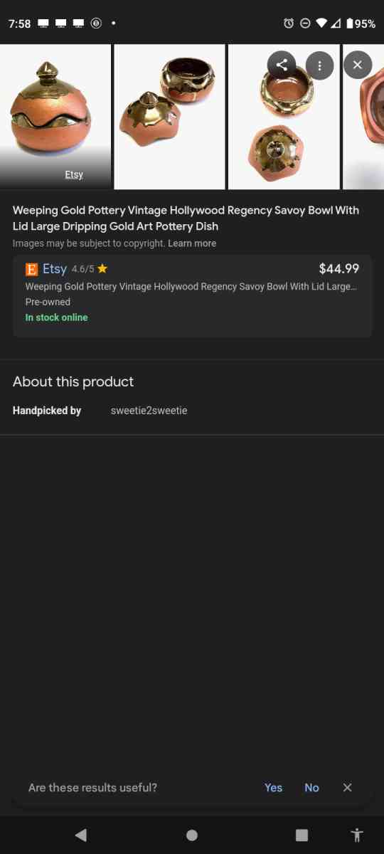 Weeping Gold Pottery Vintage - Palatka, Florida - FleaMarketBay