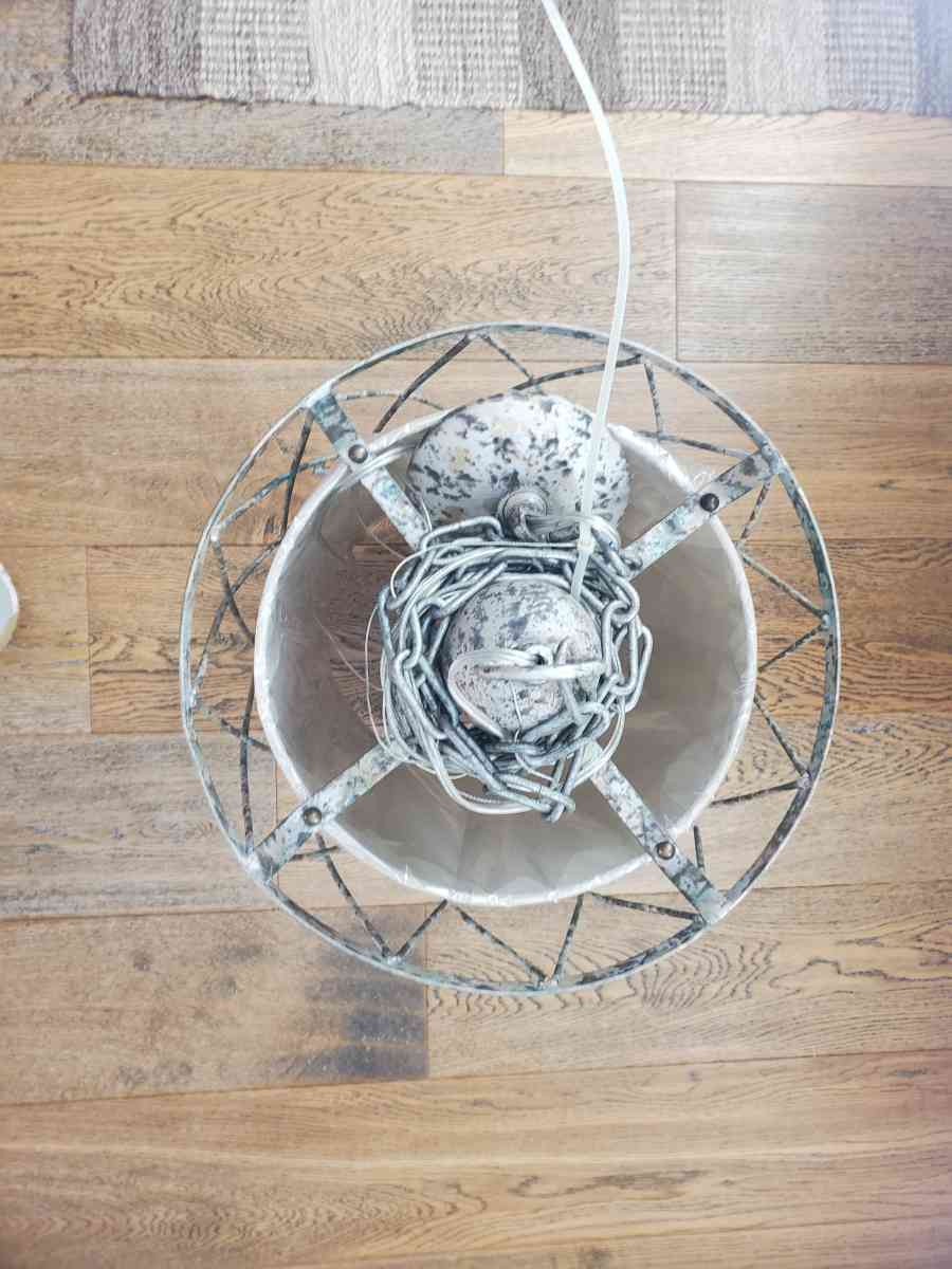 Weirs Furniture  Hanging Circular Metal Cage Light Fixture 2 - Plano, Texas - FleaMarketBay