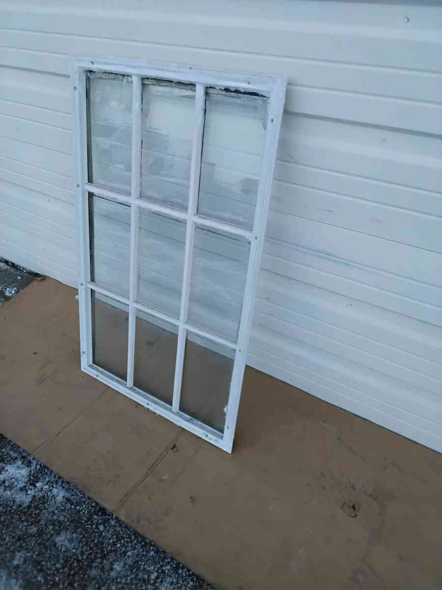 Nice White 9 Light JeldWen Door Glass with Frame Like New - Williamstown, New Jersey - FleaMarketBay