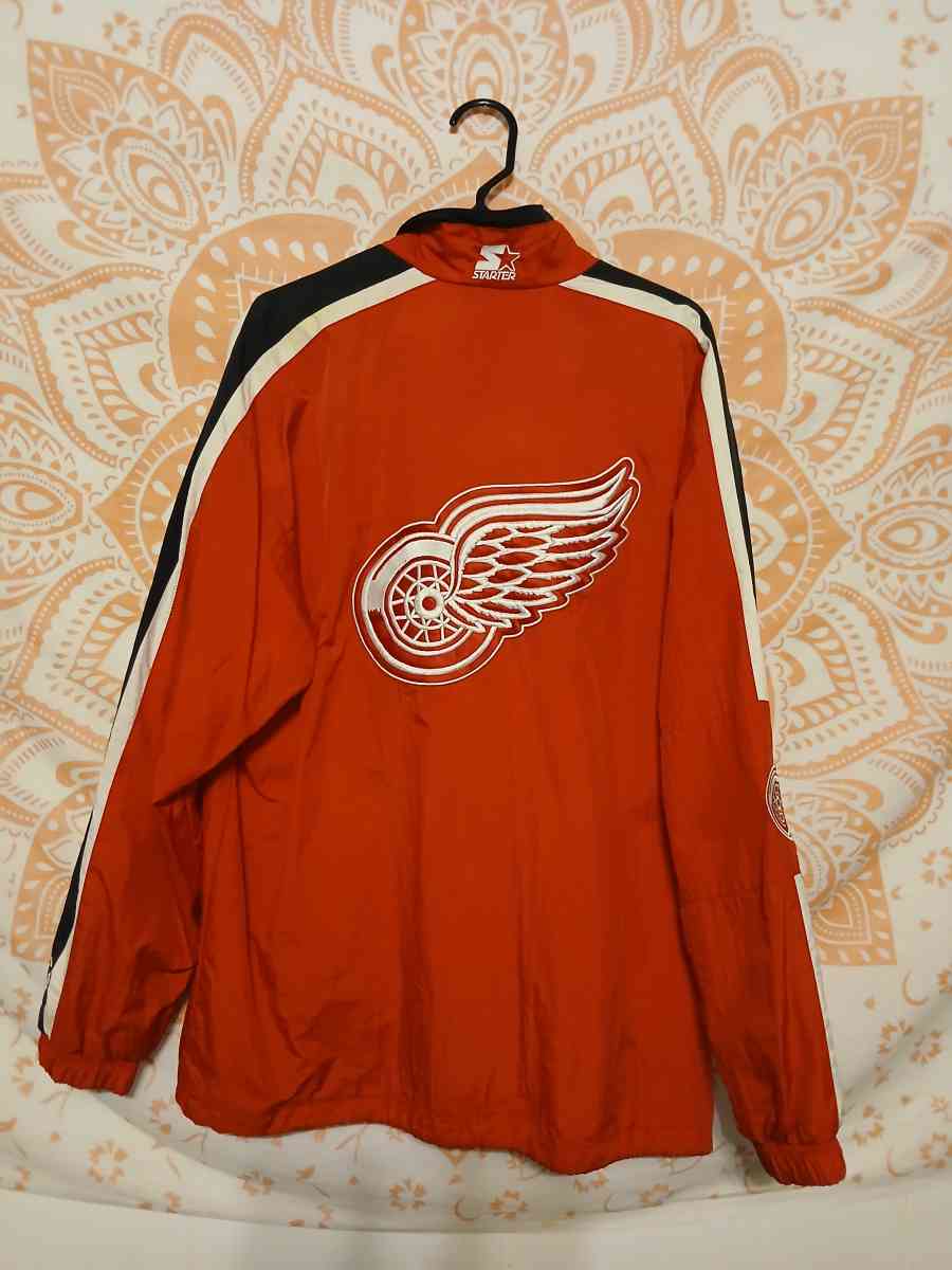 90s Vintage Red Wings Mens Large Starter Windbreaker Jacket - Jackson, Michigan - FleaMarketBay