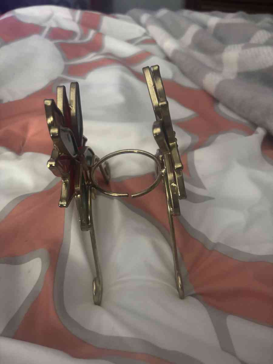 poinsettia glass and brass candle holder - Enterprise, Alabama - FleaMarketBay