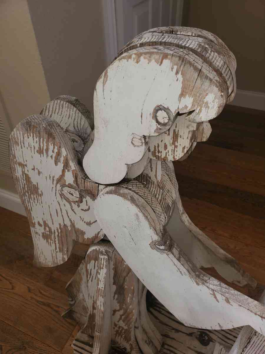 Wooden Folk Art  Praying Angel Pedestal 30L x 17W x 41H - Plano, Texas - FleaMarketBay